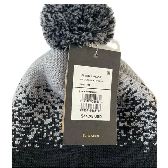 Burton Idletrail Black and Gray Pom-Pom Beanie - Picture 3 of 3